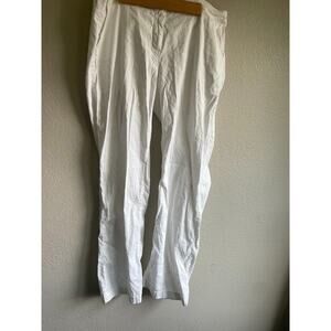EILEEN FISHER Linen Pants Straight Leg White Size 12P Petite